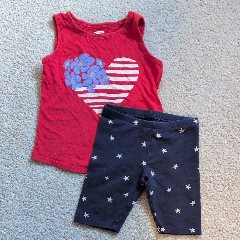 Old Navy Red Tank Top with Heart and Floral Design